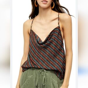Free PEOPLE. SZ.L.Multicolored Asymmetrical SPAGETTI‎ Strap Camisole
